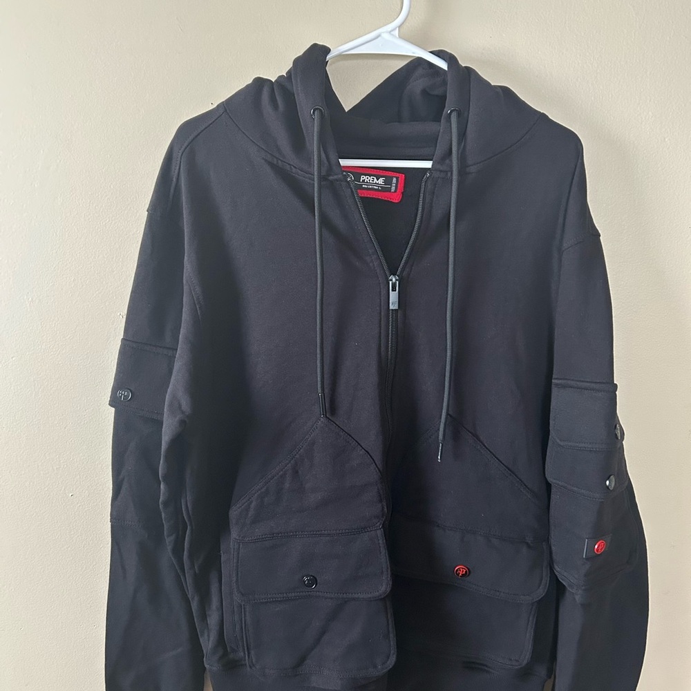 Men’s large Preme zip up hoodie with pockets everywhere